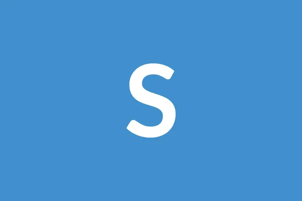 A white capital letter "S" centered on a solid blue square background.